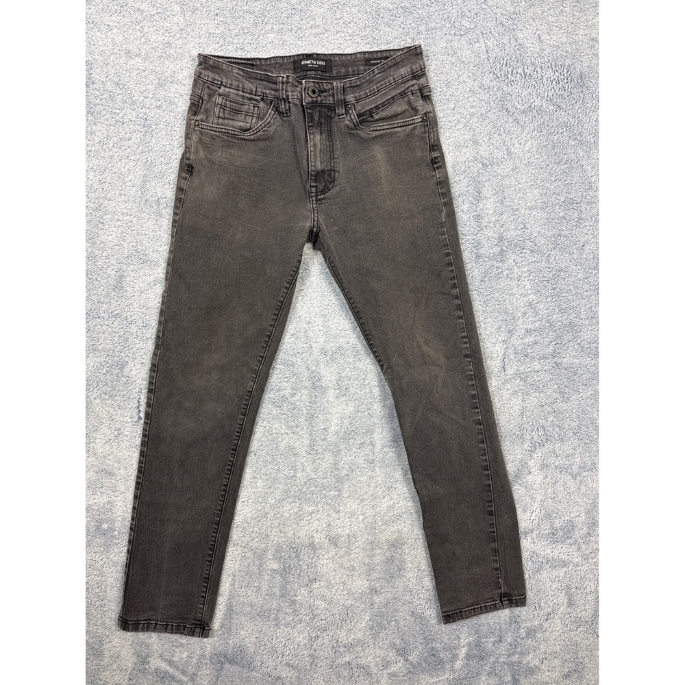 Kenneth Cole Mens 30(29)x32(29) Grey Athletic Fit Jeans Stretch Denim Faded
